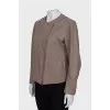 Brown leather jacket with zip
