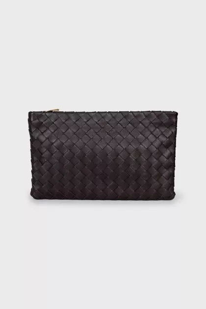 Woven leather clutch