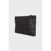 Woven leather clutch
