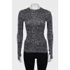 Fitted long sleeve printed top