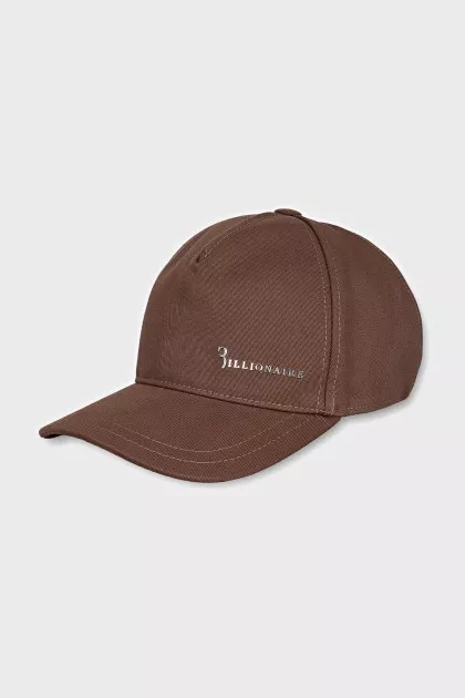 Brown cap with silver logo