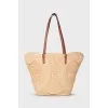 Raffia bag with figured weave