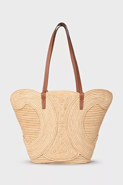 Raffia bag with figured weave