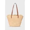 Raffia bag with figured weave