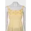Yellow T-shirt with silver crystals