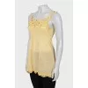 Yellow T-shirt with silver crystals