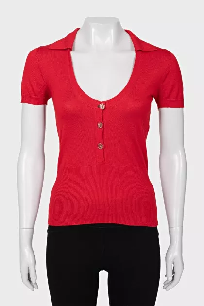 Cashmere and silk button-down t-shirt
