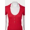 Cashmere and silk button-down t-shirt
