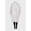 Gray straight cut coat with a button