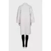 Gray straight cut coat with a button