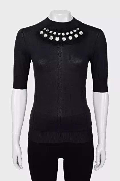 Black T-shirt with crystals