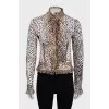 Animal print hook and loop jacket