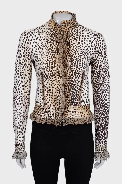 Animal print hook and loop jacket