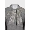 Cropped alpaca and wool coat with crystals