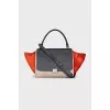 Trapeze leather and suede bag