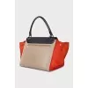 Trapeze leather and suede bag