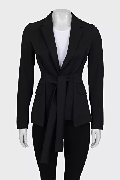 Fitted wool jacket with ties