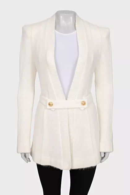 Woolen cardigan with belt