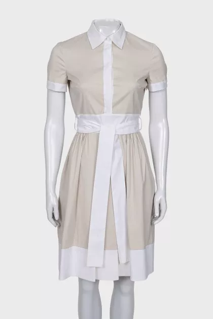 Beige dress with belt