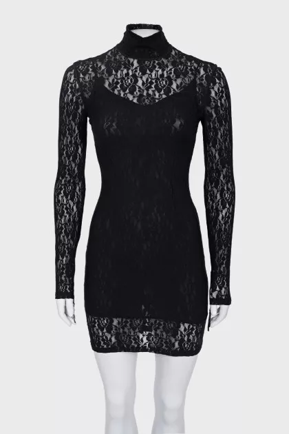 Black lace dress with collar