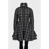 Fitted puffer jacket with a checkered print