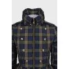 Fitted puffer jacket with a checkered print