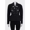 Fitted jacket decorated with embroidery and crystals