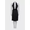Silk dress with open back and pleats