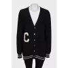 Wool cardigan with brand logo