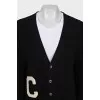 Wool cardigan with brand logo