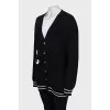 Wool cardigan with brand logo