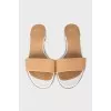 Beige leather flip flops