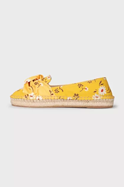 Yellow fabric espadrilles