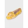 Yellow fabric espadrilles