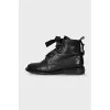 Leather boots with zip and laces