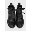 Leather boots with zip and laces
