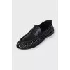 Leather pleated loafers