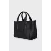 Black leather tote