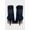 Синие ботильоны с каблуком kitten heel