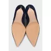 Синие ботильоны с каблуком kitten heel