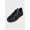 Men's Leather Sneakers with Metal Logo