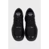 Men's Leather Sneakers with Metal Logo