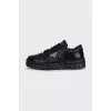 Men's Leather Sneakers with Metal Logo