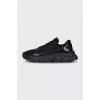 Men's textile and leather sneakers with logo