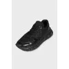 Men's textile and leather sneakers with logo