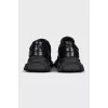 Men's textile and leather sneakers with logo