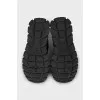 Men's textile and leather sneakers with logo
