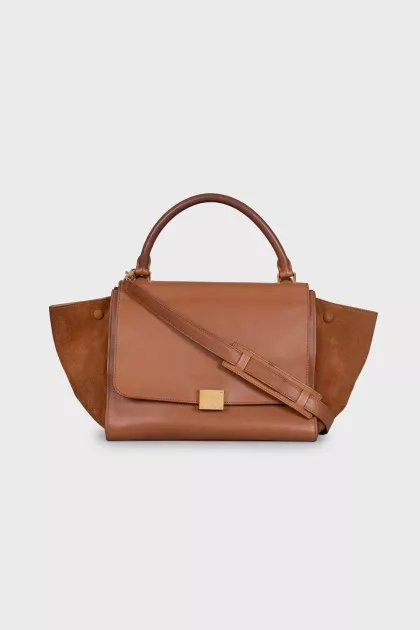 Trapeze suede and leather bag