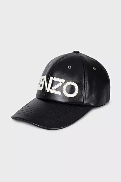 Leather cap with brand logo