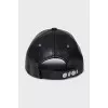 Leather cap with brand logo